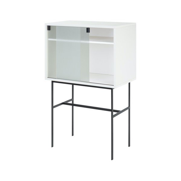 Šedobéžová vitrína s posuvnými dveřmi 70x109x40 cm Lekko – noo.ma