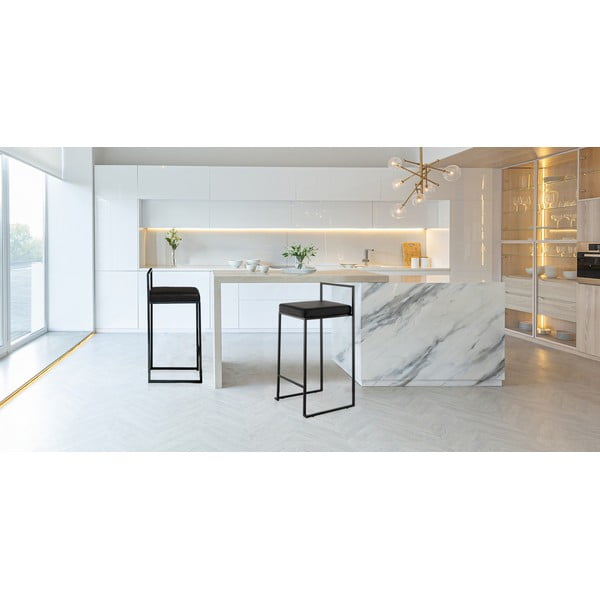 Černé barové židle v sadě 2 ks z imitace kůže (výška sedáku 65 cm) Dodo – Tomasucci-image-1