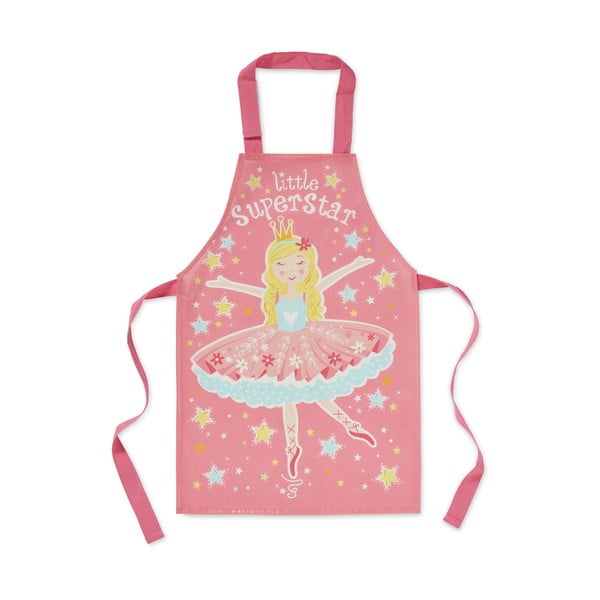 Růžová bavlněná dětská zástěra Cooksmart ® Little Super Star