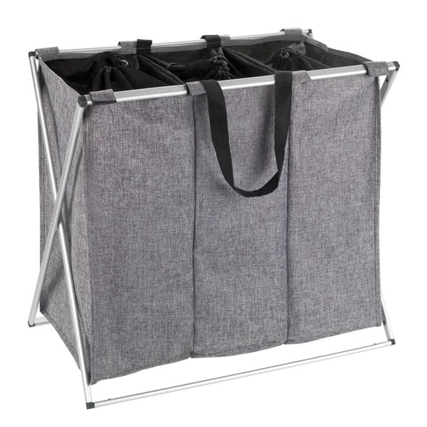 Šedý koš se třemi sektory na prádlo Wenko Trilogia, 130 l-image-1
