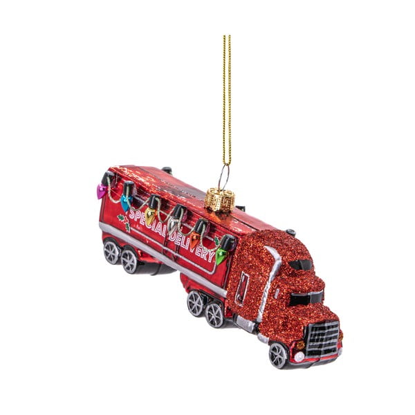 Skleněná ručně vyrobená vánoční ozdoba 4,5 cm Red Truck – Sass & Belle