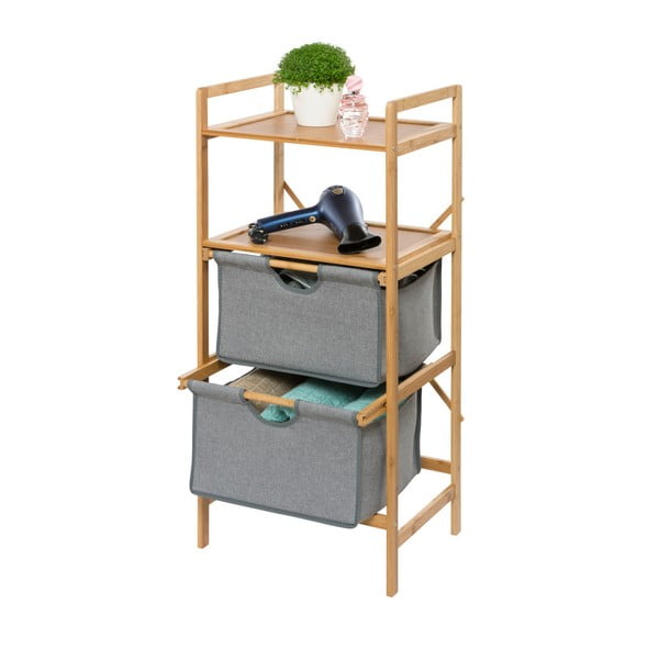 Šedo-hnědý bambusový koupelnový regál 44x96 cm Bahari – Wenko-image-2