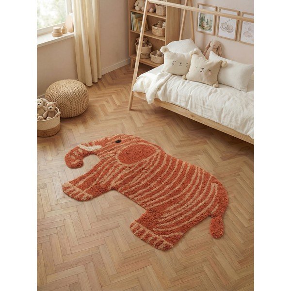 Pratelný/ručně tkaný bavlněný dětský koberec v terakotové barvě 75x120 cm Snuggle Elodie – Hanse Home-image-1