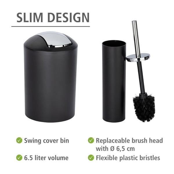 Černá plastová sada doplňků do koupelny Calvo – Wenko-image-3