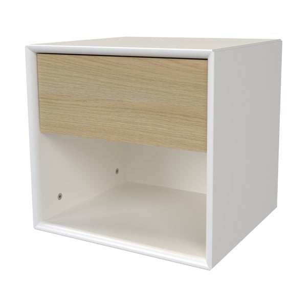 Noční stolek v dekoru dubu v bílé a přírodní barvě Alba – Tenzo-image-4
