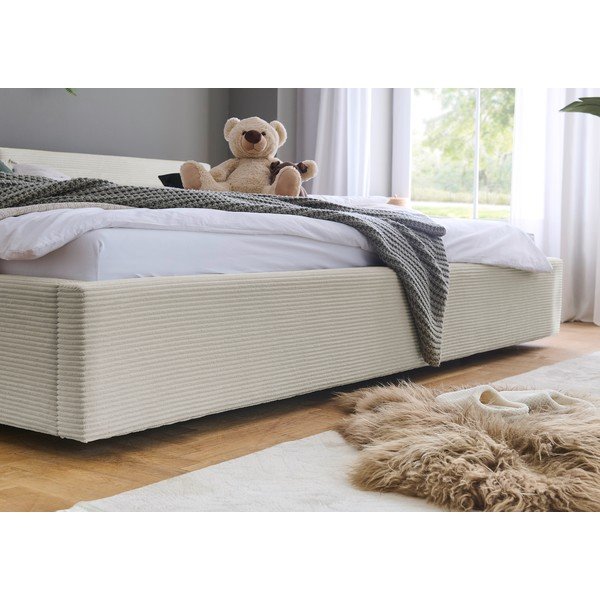Béžová čalouněná dvoulůžková postel s úložným prostorem s roštem 200x240 cm Cube – Meise Möbel-image-4
