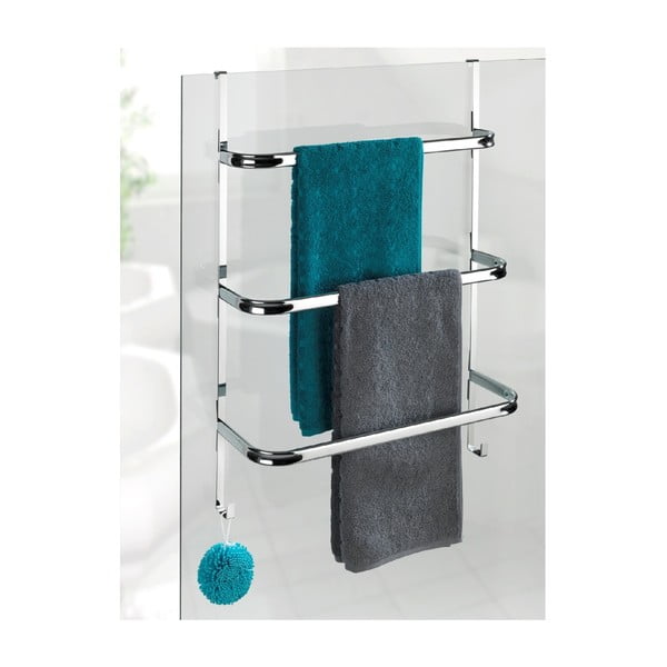 Stříbrný samodržící věšák na ručníky Wenko Towel Holder Chrome, 21 x 54 cm-image-3