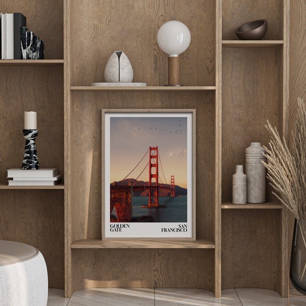 Tištěný obraz s rámem 50x70 cm Golden Gate – Styler-image-1