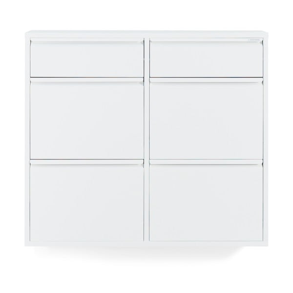 Bílý kovový výklopný botník 98x86x15 cm Billy – Spinder Design-image-3