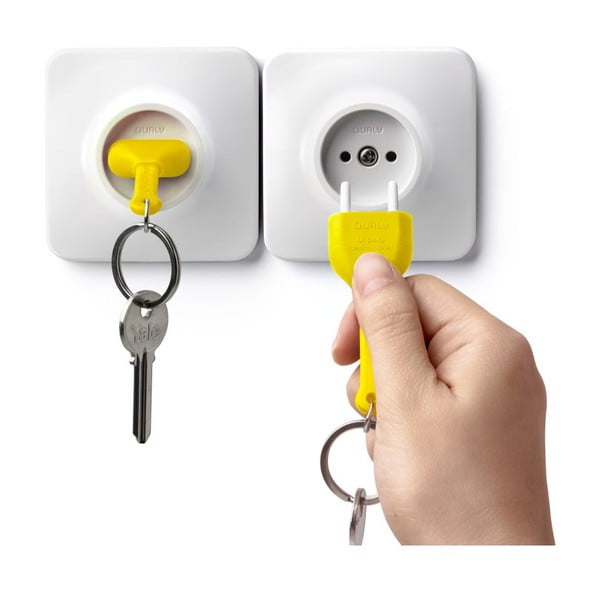 Věšáček na klíče se žlutou klíčenkou Qualy&CO Unplug
