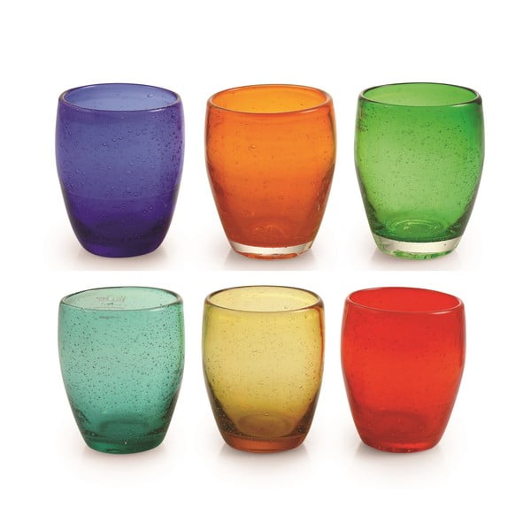 Sada 6 barevných skleniček z foukaného skla VDE Tivoli 1996 Calamoresca, 280 ml