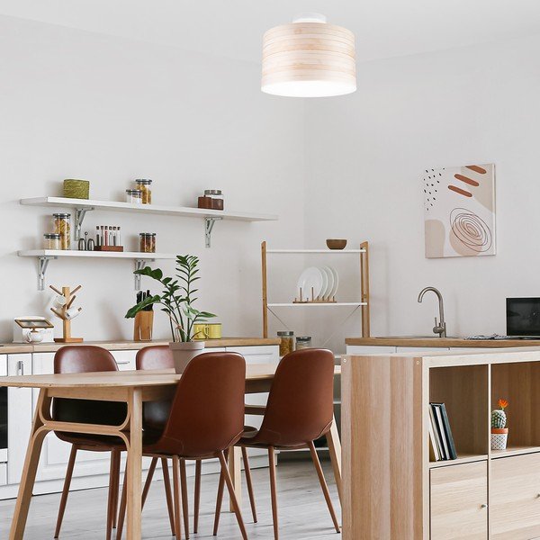 Světle hnědé stropní svítidlo s textilním stínidlem ø 35 cm Print – LAMKUR-image-2