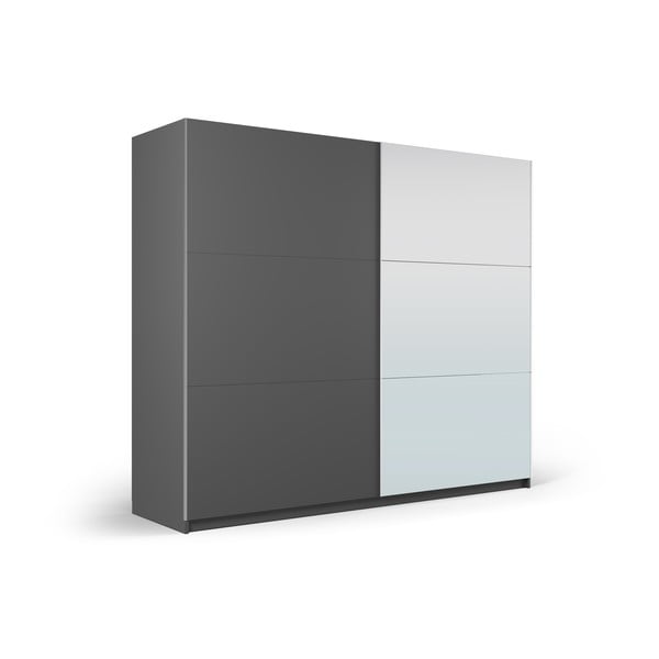 Tmavě šedá šatní skříň se zrcadlem a s posuvnými dveřmi 250x215 cm Lisburn - Cosmopolitan Design-image-1