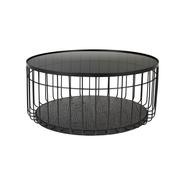 Černý kulatý konferenční stolek se skleněnou deskou 80x80 cm Lance – White Label