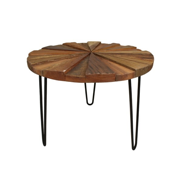 Odkládací stolek s deskou  z teakového dřeva HSM collection Sun Vleg, ⌀ 60 cm