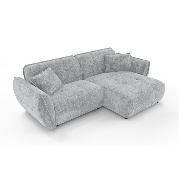 Světle šedá žinylková rohová pohovka (pravý roh/s lenoškou) Nelia – Ropez-image-2