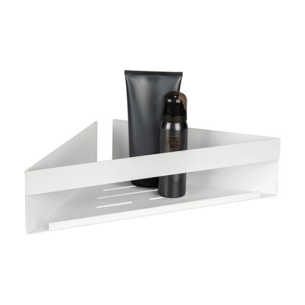 Matně bílá koupelnová polička bez vrtání/rohová Turbo-loc z nerezové oceli Genova – Wenko-image-3