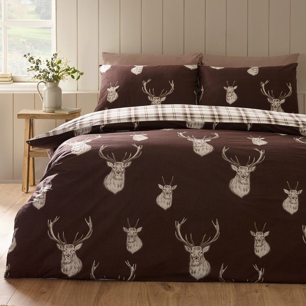 Tmavě hnědé povlečení na dvoulůžko 200x200 cm Stag – Catherine Lansfield-image-3