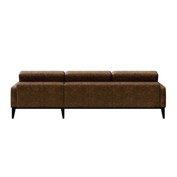 Koňakově hnědá kožená rohová pohovka MESONICA Musso Tufted, levý roh-image-3