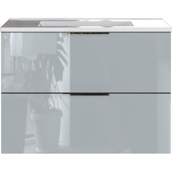Šedá lesklá závěsná skříňka s umyvadlem 81x61 cm Vasio – Germania-image-4