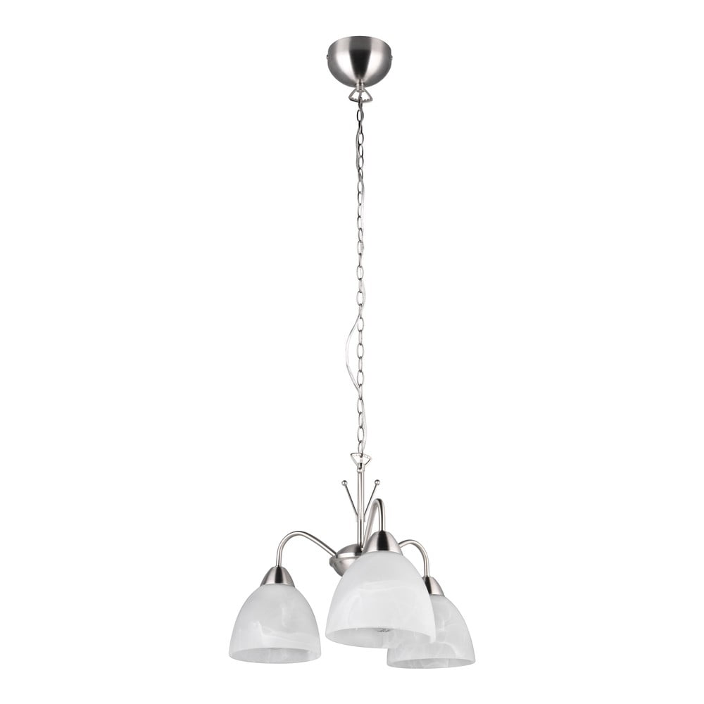 Závěsné svítidlo se skleněným stínidlem v bílo-stříbrné barvě ø 43 cm Dobby – Trio