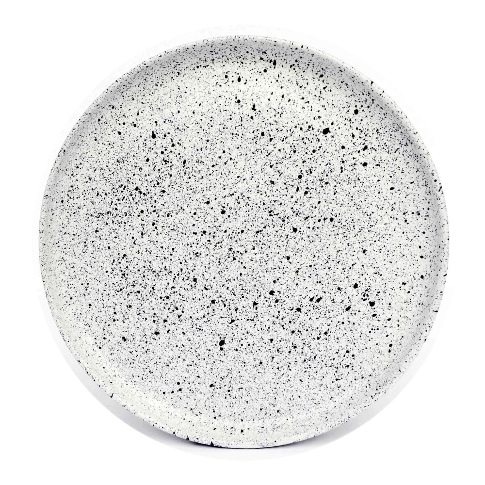 Bílo-černý kameninový velký talíř ÅOOMI Mess, ø 27,5 cm