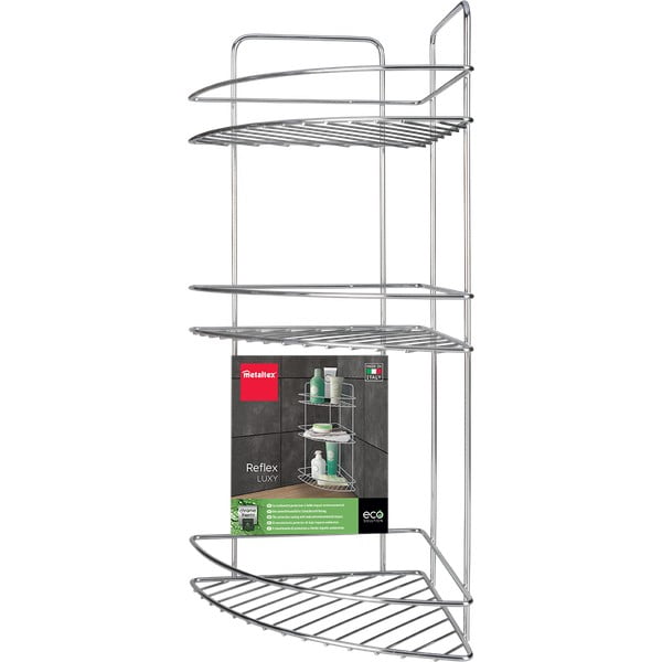 Ocelová koupelnová polička v leskle stříbrné barvě Luxy – Metaltex-image-2