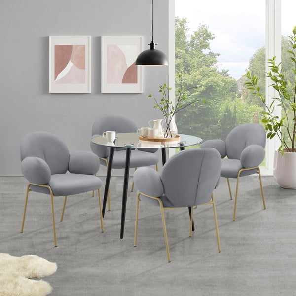 Šedá čalouněná jídelní křesla v sadě 2 ks s područkami Iwama – Støraa-image-1