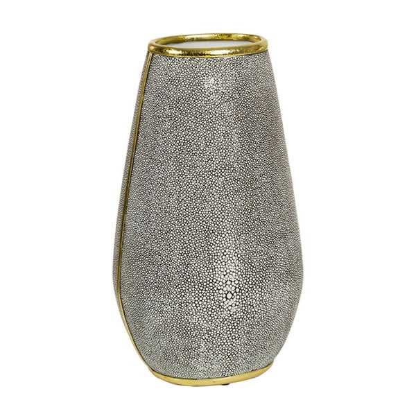 Šedá váza s detaily ve zlaté barvě Santiago Pons Pearl, výška 37 cm