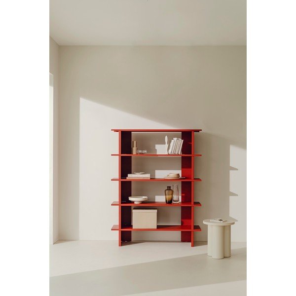Červená kovová knihovna 120x156x37 cm Hes – noo.ma-image-1