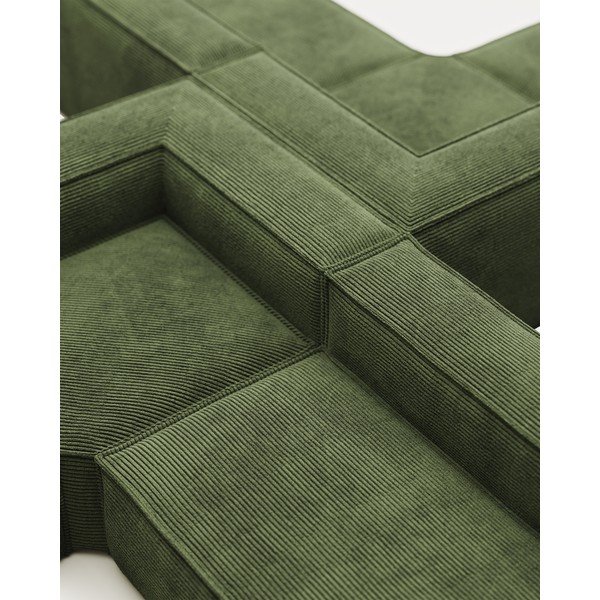 Zelená manšestrová rohová pohovka Blok – Kave Home-image-1