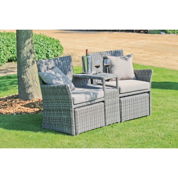 Šedý zahradní lounge set z umělého ratanu pro 2 Calgary – Garden Pleasure-image-2
