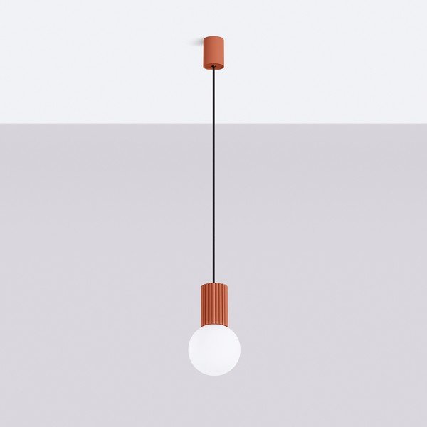 Oranžové závěsné svítidlo se skleněným stínidlem ø 12 cm Orbital – Sollux-image-4