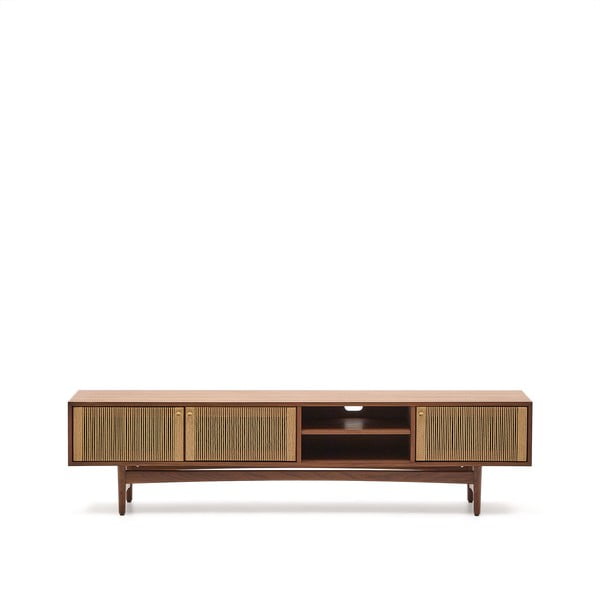 Hnědý TV stolek v dekoru ořechu 200x50 cm Elan – Kave Home