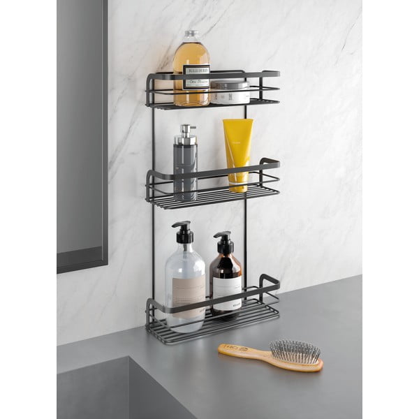 Černá třípatrová koupelnová police Metaltex Origin-image-1