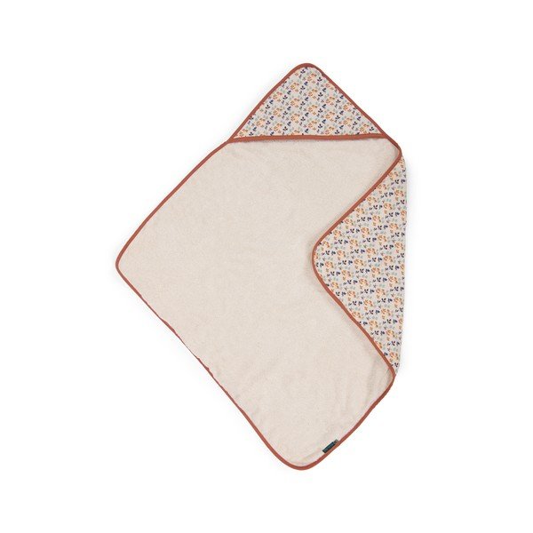 Krémová bavlněná dětská osuška s kapucí 80x80 cm Pomme des Bois – Moulin Roty-image-1