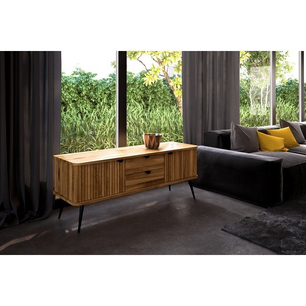 Nízká komoda z dubového dřeva v přírodní barvě 144x57 cm Kula – The Beds-image-4