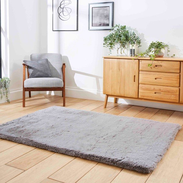 Šedý koberec 60x120 cm Super Teddy – Think Rugs-image-1