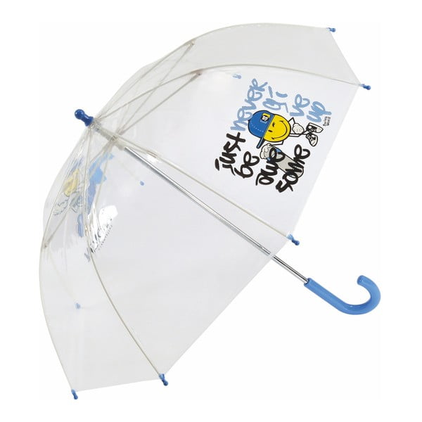 Dětský transparentní deštník s modrou rukojetí Smiley World