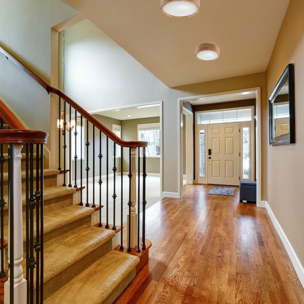 Hnědé stropní svítidlo se skleněným stínidlem ø 27 cm Eveline – LAMKUR-image-1