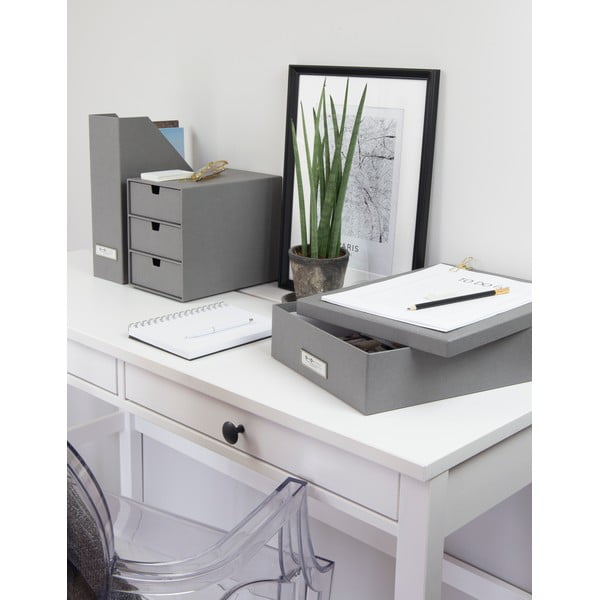 Šedý úložný box se jmenovkou na dokumenty Bigso Box of Sweden Oskar, velikost A4-image-3