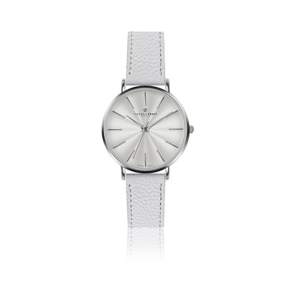 Dámské hodinky s bílým páskem z pravé kůže Frederic Graff Monte