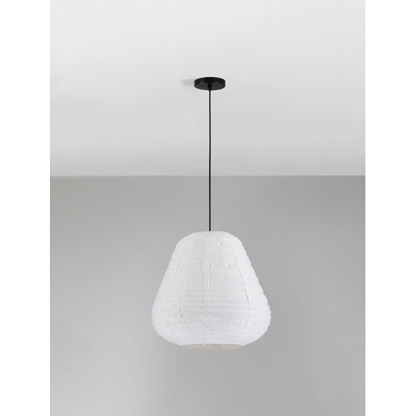 Bílé lněné závěsné svítidlo ø 50 cm Linnet – Nova Luce-image-4