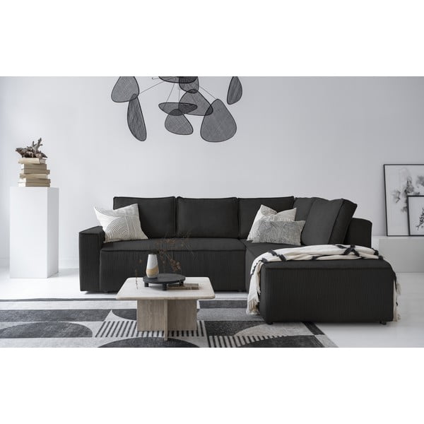 Antracitová manšestrová rozkládací rohová pohovka (pravý roh) Brave Dave – Miuform-image-4