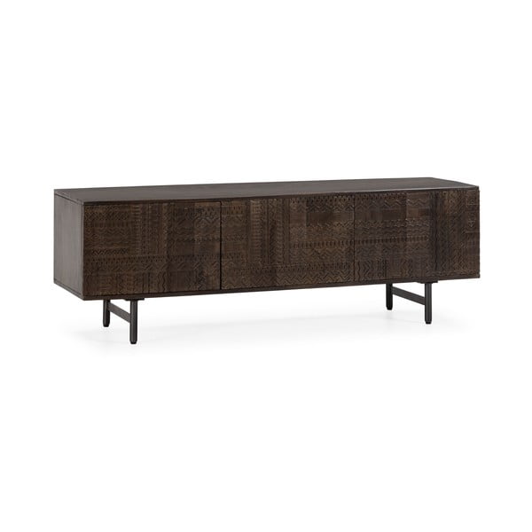 Tmavě hnědý TV stolek z mangového dřeva 145x48x40 cm Kalai – MOME