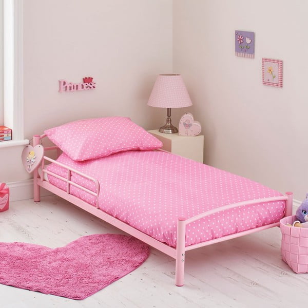 Dětská postel s matrací a povlečením Bundle, růžová