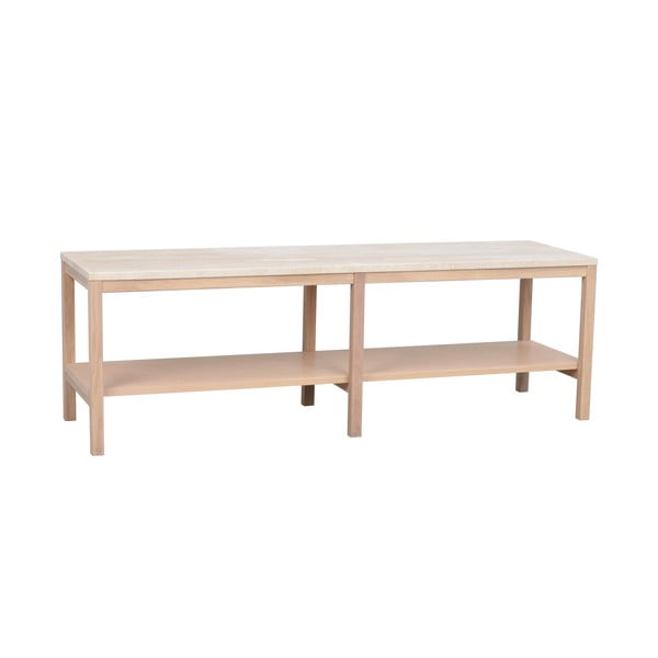 Bílý konzolový stolek s deskou z kamene 140x40 cm Orwel - Rowico-image-2