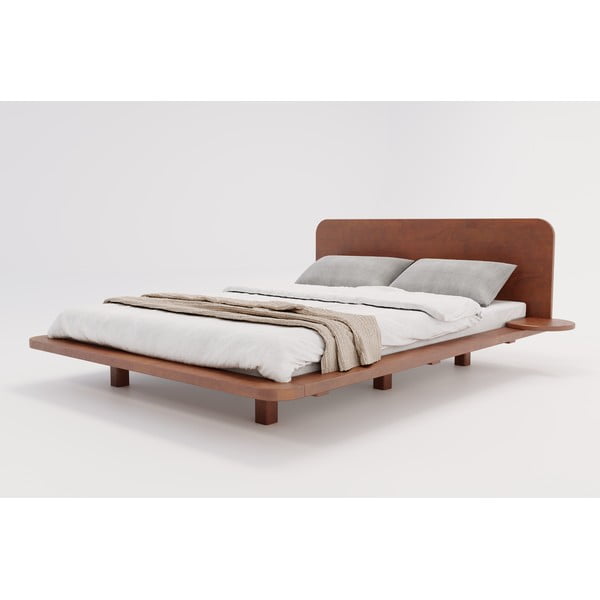 Hnědá dvoulůžková postel z bukového dřeva 200x200 cm Japandic – Skandica-image-2