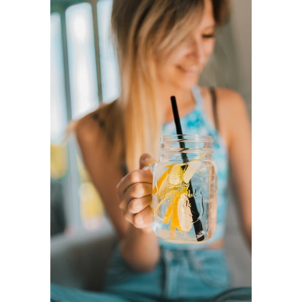 Sada 6 černých skleněných brček na pití Vialli Design, délka 20 cm-image-2