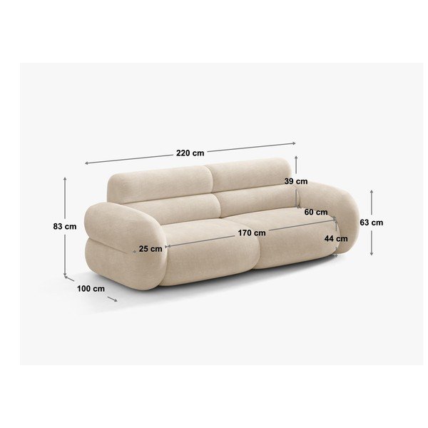 Béžová žinylková pohovka 220 cm Neo – Micadoni -image-4